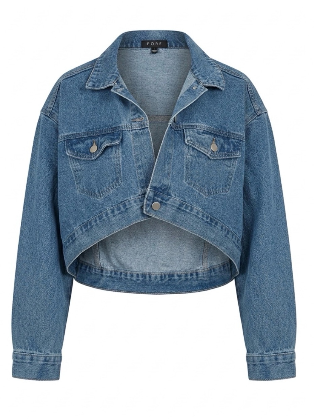 Pebby Forevee Women's Cropped Denim Jacket in Light Blue